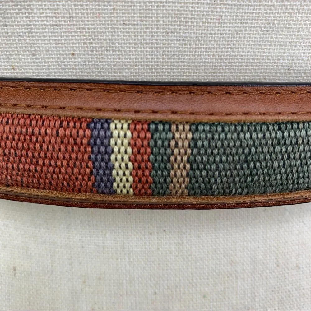 Brown Leather and Western Fabric Belt w/Silver‎